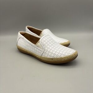 Clarks Shoes Womens Size 6 Leather Danelly Molly Espadrille Slip On Cushion